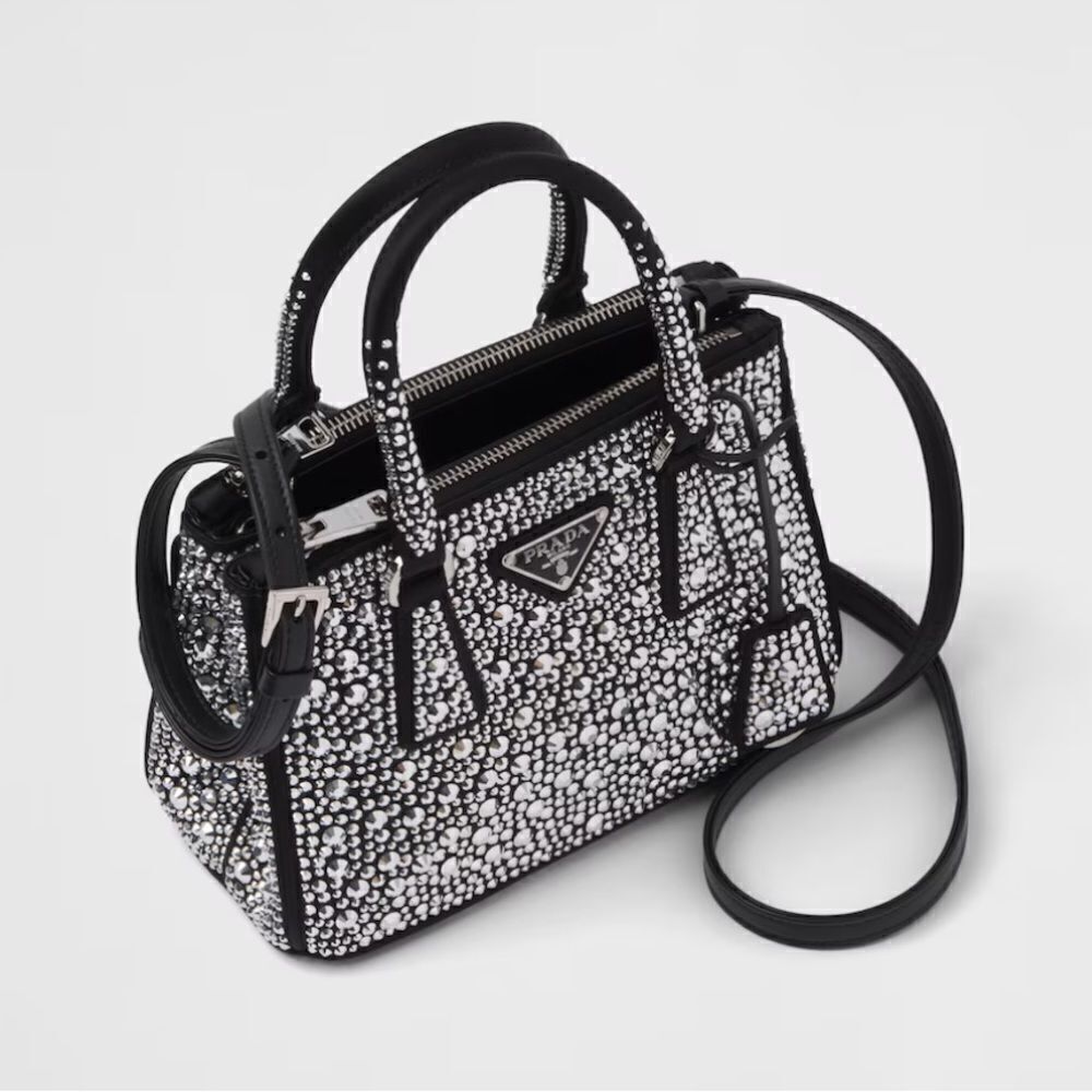 RARE PRADA Galleria satin mini-bag with crystals - Picture 2 of 9